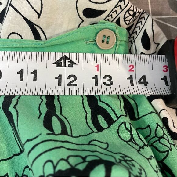 Connection 18 Green Aztec Print Full A-line Skirt Low High Summer Beach Party - Picture 6 of 8